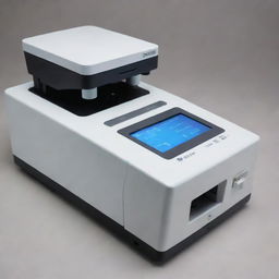 Fashion an accurate image of a spectrophotometer with all the important components distinctly labeled in English. Components such as the light source, sample holder, detector, and monochromator should be easily recognizable.