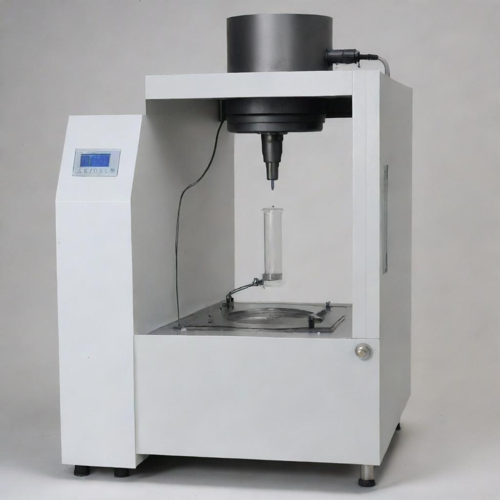 Generate an image of a liquid sample being pre-treated: filtering the sample to remove solid particles or impurities which could block the atomization system.