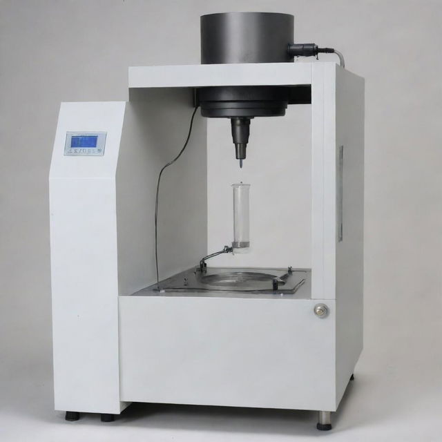 Generate an image of a liquid sample being pre-treated: filtering the sample to remove solid particles or impurities which could block the atomization system.