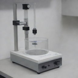 Generate an image of a liquid sample being pre-treated: filtering the sample to remove solid particles or impurities which could block the atomization system.