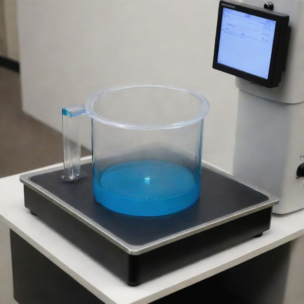 Generate an image showcasing a sample containing suspended solid matter undergoing centrifugation to separate the solid and liquid phases.