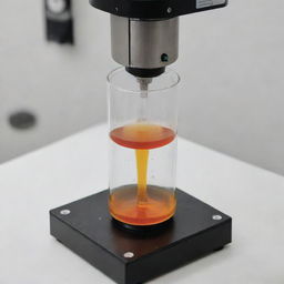 Generate an image showcasing a sample containing suspended solid matter undergoing centrifugation to separate the solid and liquid phases.