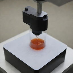 Generate an image showcasing a sample containing suspended solid matter undergoing centrifugation to separate the solid and liquid phases.