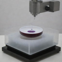 Generate an image showcasing a sample containing suspended solid matter undergoing centrifugation to separate the solid and liquid phases.