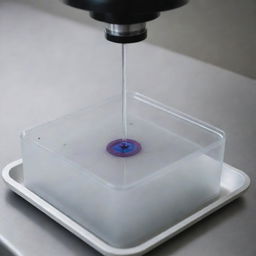 Generate an image showcasing a sample containing suspended solid matter undergoing centrifugation to separate the solid and liquid phases.