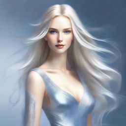 A high-quality digital art piece showcasing a slender Caucasian woman with stunning blonde hair