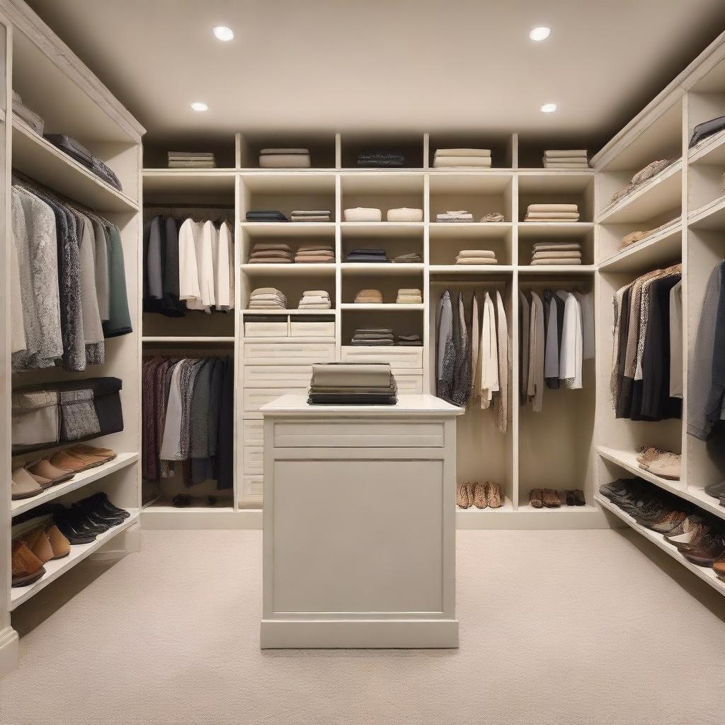 This is a high-quality image of a well-organized, spacious closet