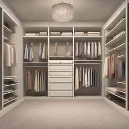 This is a high-quality image of a well-organized, spacious closet