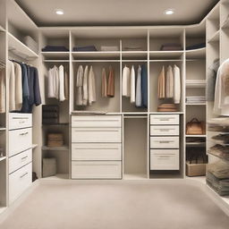 This is a high-quality image of a well-organized, spacious closet