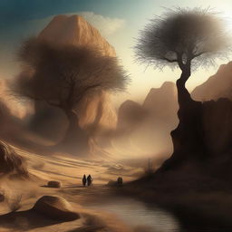 This is a high-quality digital art piece depicting the heart of the Mesopotamian wilderness