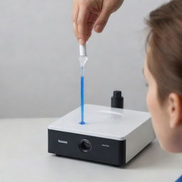 Generate an image showcasing a liquid sample being introduced into a spectrometer using a nebulizer, which transforms the liquid into fine droplets.