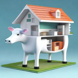 A high-quality digital art image depicting a section of a plastic cow