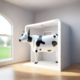 A high-quality digital art image depicting a section of a plastic cow