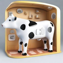 A high-quality digital art image depicting a section of a plastic cow