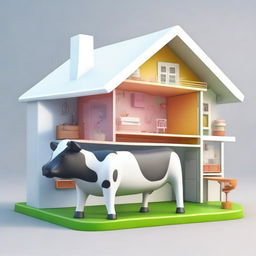 A high-quality digital art image depicting a section of a plastic cow