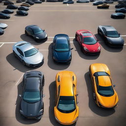 An ultra high resolution digital photograph captures a 1300 square foot parking lot in broad daylight