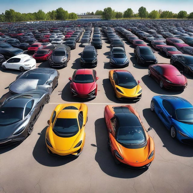 An ultra high resolution digital photograph captures a 1300 square foot parking lot in broad daylight