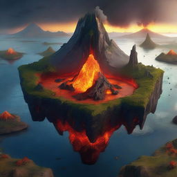 A high resolution digital art piece depicts a unique hexagon-shaped island