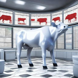 An intriguing digital art image featuring a section of a glossy plastic cow