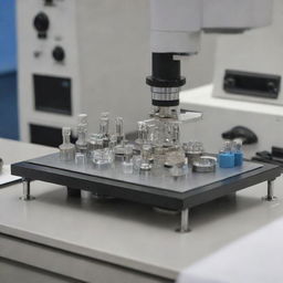 A detailed, close-up image of a sample preparation process in Atomic Emission Spectroscopy (SEA), showcasing the equipment, materials, and techniques.