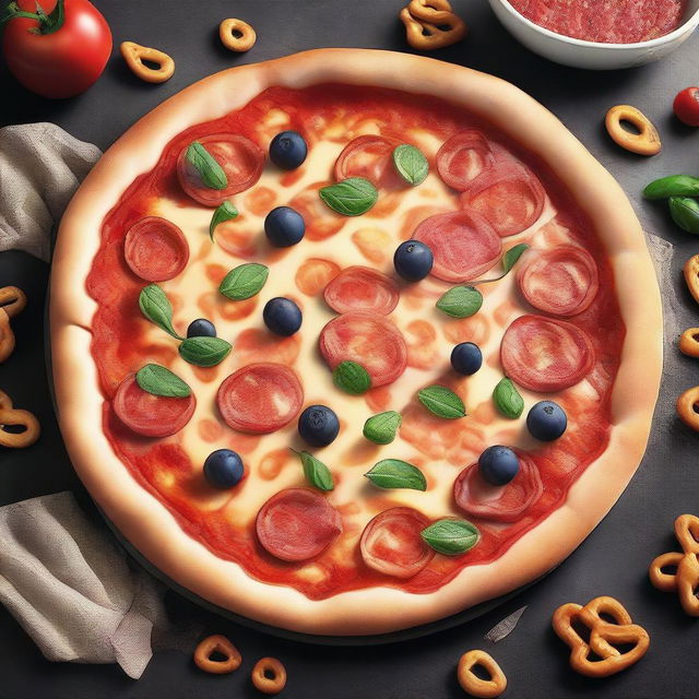 A digital art image showcasing a unique fusion of culinary delights