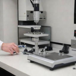 A detailed, close-up image of a sample preparation process in Atomic Emission Spectroscopy (SEA), showcasing the equipment, materials, and techniques.