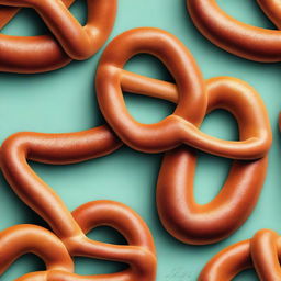 An exquisite digital art image depicting pretzels crafted from dough