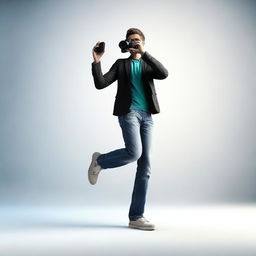 This is a high-quality, 3-dimensional render of a person engaged in photography