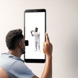 A high-resolution, 3-dimensional render showcasing a person taking a photo using a cellphone