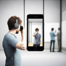 A high-resolution, 3-dimensional render showcasing a person taking a photo using a cellphone