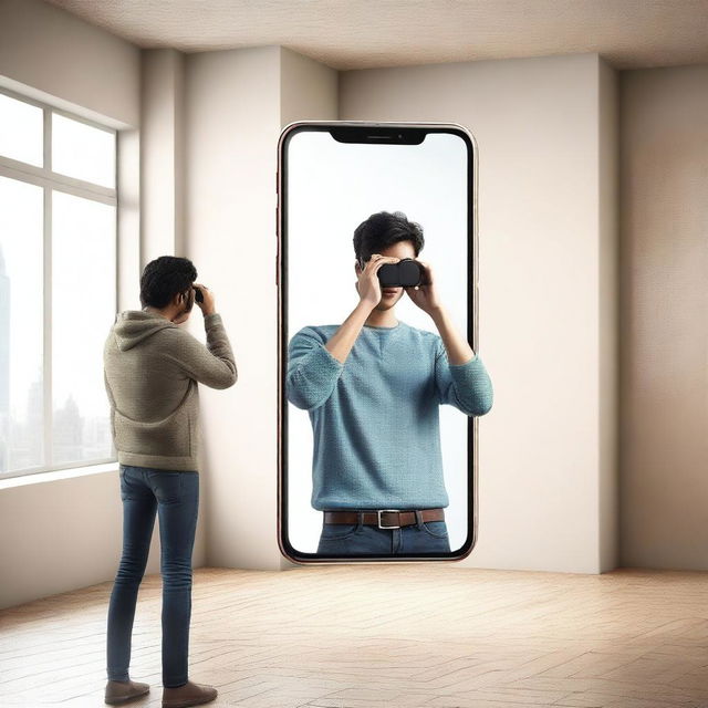 A high-resolution, 3-dimensional render showcasing a person taking a photo using a cellphone