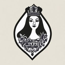 A high-quality digital embroidery design representing the Queen of Spades