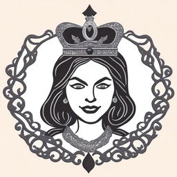 An alluring digital embroidery design of the Queen of Spades