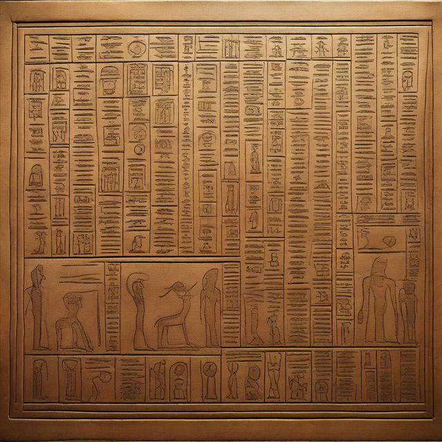 A high-resolution digital art piece showcasing ancient Egyptian script from 2107 BC