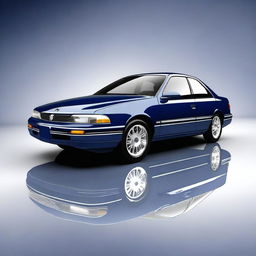 An ultra-high-resolution digital rendering of a 1996 Buick Skylark in a deep blue and silver color scheme