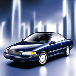 An ultra-high-resolution digital rendering of a 1996 Buick Skylark in a deep blue and silver color scheme