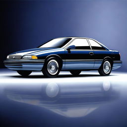 An ultra-high-resolution digital rendering of a 1996 Buick Skylark in a deep blue and silver color scheme