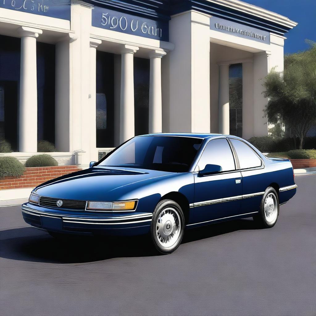 An ultra-high-resolution digital rendering of a 1996 Buick Skylark in a deep blue and silver color scheme