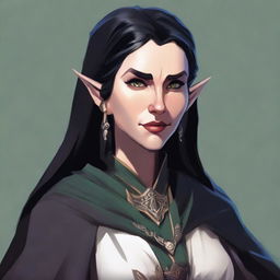 A high-quality digital art image in the style of Dungeons and Dragons, featuring a female elf governor