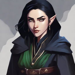 A high-quality digital art image in the style of Dungeons and Dragons, featuring a female elf governor