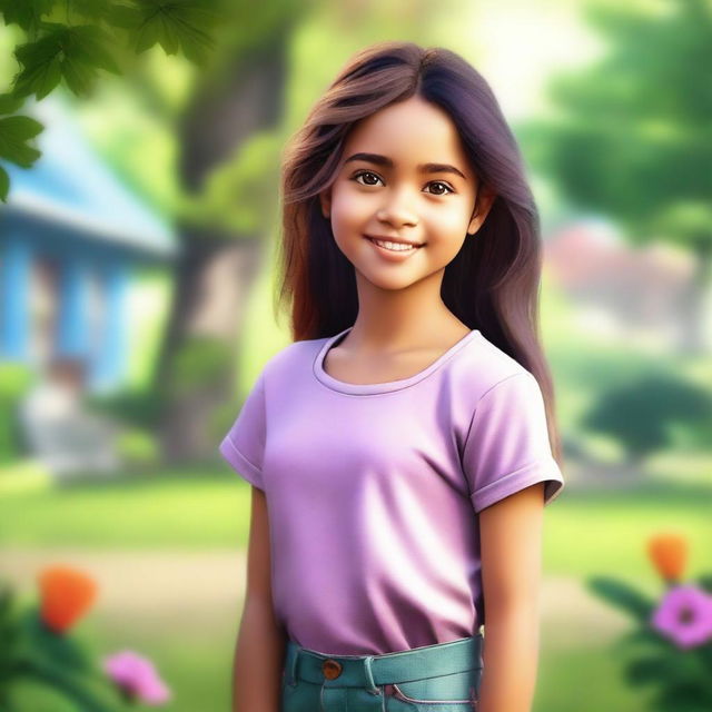 A high-quality digital art image depicting a young girl