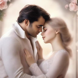 A high-quality digital art image depicting a romantic book cover