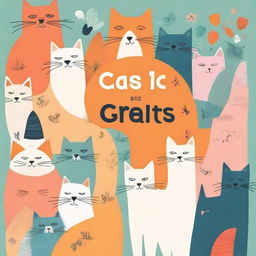 A high-quality, digital art book cover titled 'Cats Are Great'