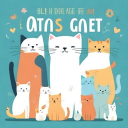 A high-quality, digital art book cover titled 'Cats Are Great'