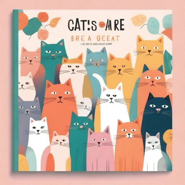 A high-quality, digital art book cover titled 'Cats Are Great'