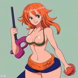 A high-quality digital art image featuring Nami, a character from the One Piece series