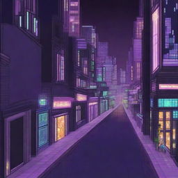 This is a high-quality pixel art image of a city transforming under the night's cloak