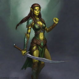 A high-quality digital art illustration depicts a female Githyanki from the Dungeons and Dragons universe