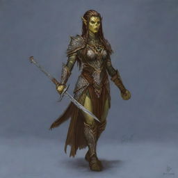 This is a top-notch digital art representation of a female Githyanki elf druid from the Dungeons and Dragons universe