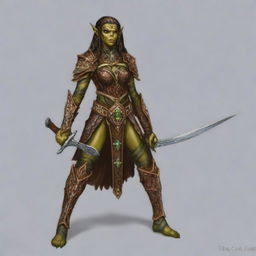 This is a top-notch digital art representation of a female Githyanki elf druid from the Dungeons and Dragons universe